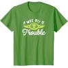 imageStar Wars The Mandalorian St Patricks Day Grogu Trouble TShirtGrass Green