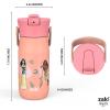 imageZak Designs Harmony Star Wars The Mandalorian Kid Water Bottle for Travel or At Home 14oz Recycled Stainless Steel is LeakProof When Closed and Vacuum Insulated Baby Yoda GroguDisney Princess Ariel  Mulan  Moana  Cinderella