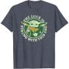imageStar Wars St Patricks Day Grogu The Lucky Force TShirtHeather Blue