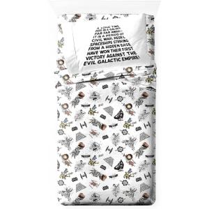 imageJay Franco Star Wars Comic Book Full Size Sheet Set  Super Soft 4 Piece Bedding Set  Kids Microfiber Sheets Includes Reversible Pillow CoversWhite  Star Wars 01