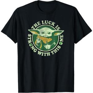 imageStar Wars St Patricks Day Grogu The Lucky Force TShirtBlack