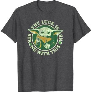 imageStar Wars St Patricks Day Grogu The Lucky Force TShirtDark Heather Grey