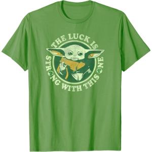 imageStar Wars St Patricks Day Grogu The Lucky Force TShirtGrass Green