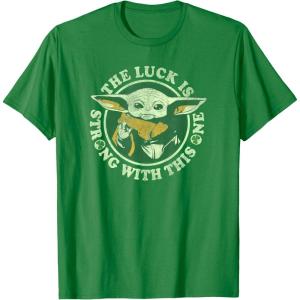 imageStar Wars St Patricks Day Grogu The Lucky Force TShirtKelly Green