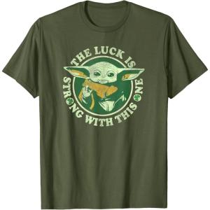 imageStar Wars St Patricks Day Grogu The Lucky Force TShirtOlive Green