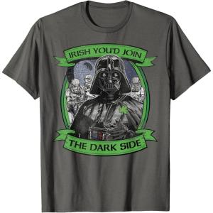 imageStar Wars St Patricks Day Irish Youd Join The Dark Side TShirtAsphalt Grey