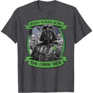 imageStar Wars St Patricks Day Irish Youd Join The Dark Side TShirtDark Heather Grey