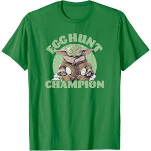 imageStar Wars The Mandalorian Grogu Easter Egg Hunt Champion TShirtKelly Green