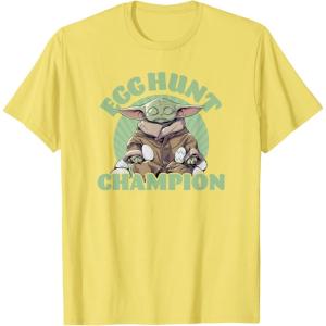 imageStar Wars The Mandalorian Grogu Easter Egg Hunt Champion TShirtLemon Yellow