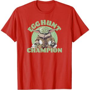imageStar Wars The Mandalorian Grogu Easter Egg Hunt Champion TShirtRed