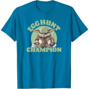 imageStar Wars The Mandalorian Grogu Easter Egg Hunt Champion TShirtSapphire Blue