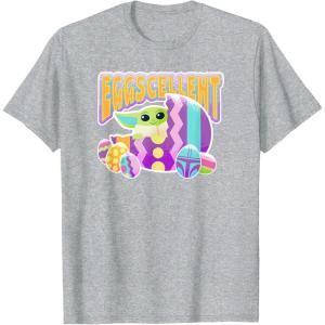 imageStar Wars The Mandalorian Grogu Easter Eggscellent TShirtHeather Grey
