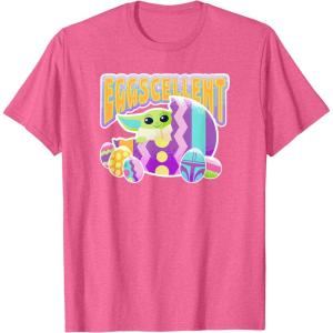 imageStar Wars The Mandalorian Grogu Easter Eggscellent TShirtPink Heather
