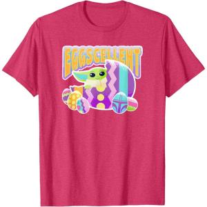 imageStar Wars The Mandalorian Grogu Easter Eggscellent TShirtRed Heather