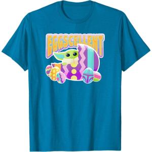 imageStar Wars The Mandalorian Grogu Easter Eggscellent TShirtSapphire Blue