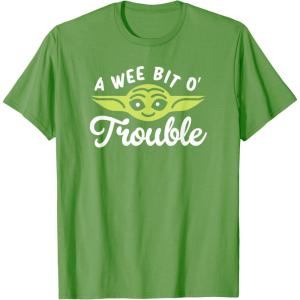 imageStar Wars The Mandalorian St Patricks Day Grogu Trouble TShirtGrass Green