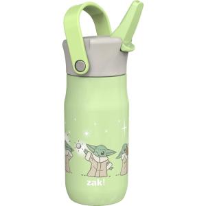 imageZak Designs Harmony Star Wars The Mandalorian Kid Water Bottle for Travel or At Home 14oz Recycled Stainless Steel is LeakProof When Closed and Vacuum Insulated Baby Yoda GroguBaby Yoda Grogu