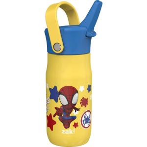 imageZak Designs Harmony Star Wars The Mandalorian Kid Water Bottle for Travel or At Home 14oz Recycled Stainless Steel is LeakProof When Closed and Vacuum Insulated Baby Yoda GroguSpiderman