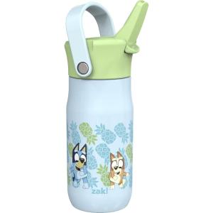 imageZak Designs Harmony Star Wars The Mandalorian Kid Water Bottle for Travel or At Home 14oz Recycled Stainless Steel is LeakProof When Closed and Vacuum Insulated Baby Yoda GroguBluey Bluey  Bingo  Muffin