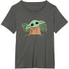 imageStar Wars Grogu and Lucky Green Shamrocks St Patricks Day TShirtAsphalt Grey