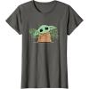 imageStar Wars Grogu and Lucky Green Shamrocks St Patricks Day TShirtAsphalt Grey