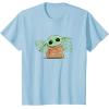 imageStar Wars Grogu and Lucky Green Shamrocks St Patricks Day TShirtBaby Blue