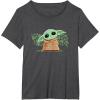 imageStar Wars Grogu and Lucky Green Shamrocks St Patricks Day TShirtDark Heather Grey