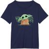 imageStar Wars Grogu and Lucky Green Shamrocks St Patricks Day TShirtNavy Blue