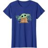 imageStar Wars Grogu and Lucky Green Shamrocks St Patricks Day TShirtRoyal Blue