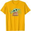 imageStar Wars Grogu and Lucky Green Shamrocks St Patricks Day TShirtGolden Yellow