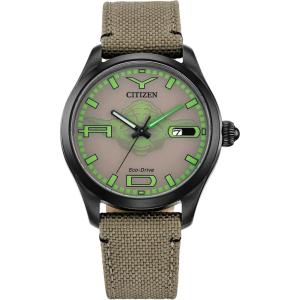 imageCitizen EcoDrive Mens Star Wars Yoda quotJudge me by my size do youquot Black IP Watch Cordura Strap Luminous 42mm Model BM683906W
