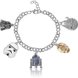 imageSALLY ROSE Star Wars Charm Bracelet for Women Official License 7quot 75quot Star Wars Bracelet with 5 Unique Charms