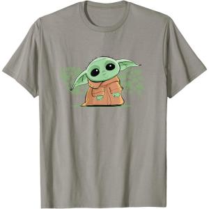 imageStar Wars Grogu and Lucky Green Shamrocks St Patricks Day TShirtSlate Grey