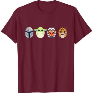 imageStar Wars The Mandalorian Grogu Ahsoka LothCat Easter Eggs TShirtBurgundy