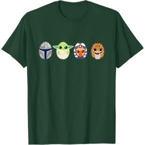 imageStar Wars The Mandalorian Grogu Ahsoka LothCat Easter Eggs TShirtDark Green