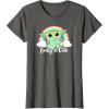 imageStar Wars St Patricks Day Grogu Rainbow Lucky ampamp Cute TShirtAsphalt Grey