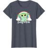 imageStar Wars St Patricks Day Grogu Rainbow Lucky ampamp Cute TShirtHeather Blue