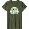imageStar Wars St Patricks Day Grogu Rainbow Lucky ampamp Cute TShirtOlive Green