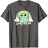 imageStar Wars St Patricks Day Grogu Rainbow Lucky ampamp Cute TShirtAsphalt Grey