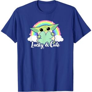 imageStar Wars St Patricks Day Grogu Rainbow Lucky ampamp Cute TShirtRoyal Blue
