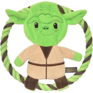 imageSTAR WARS for Pets Plush Yoda Rope Frisbee Dog Toy  Green Fetch Toys for Dogs  Plush Dog Toy Chew Dog Toy Squeaky Dog Toy Officially Licensed fromYoda Rope Frisbee