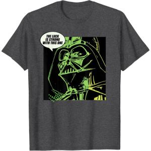 imageStar Wars Darth Vader The Luck is Strong St Patricks Day TShirtDark Heather Grey