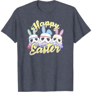 imageStar Wars Easter Stormtroopers Bunny Ears ampamp Eggs TShirtHeather Blue