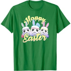 imageStar Wars Easter Stormtroopers Bunny Ears ampamp Eggs TShirtKelly Green
