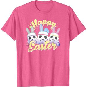 imageStar Wars Easter Stormtroopers Bunny Ears ampamp Eggs TShirtPink Heather