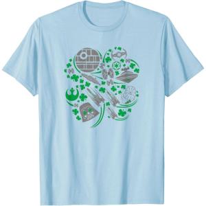 imageStar Wars Icons Lucky Green 4Leaf Clover St Patricks Day TShirtBaby Blue