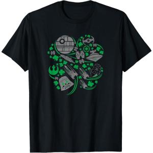 imageStar Wars Icons Lucky Green 4Leaf Clover St Patricks Day TShirtBlack