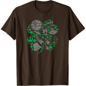 imageStar Wars Icons Lucky Green 4Leaf Clover St Patricks Day TShirtBrown