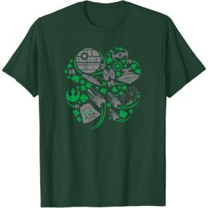 imageStar Wars Icons Lucky Green 4Leaf Clover St Patricks Day TShirtDark Green