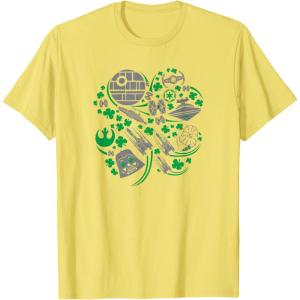 imageStar Wars Icons Lucky Green 4Leaf Clover St Patricks Day TShirtLemon Yellow